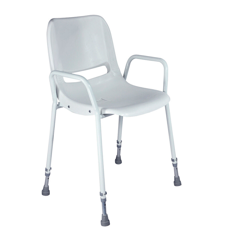 Portable Moulded Shower Chair - 410 to 540mm Height - Drainage Holes - Stackable