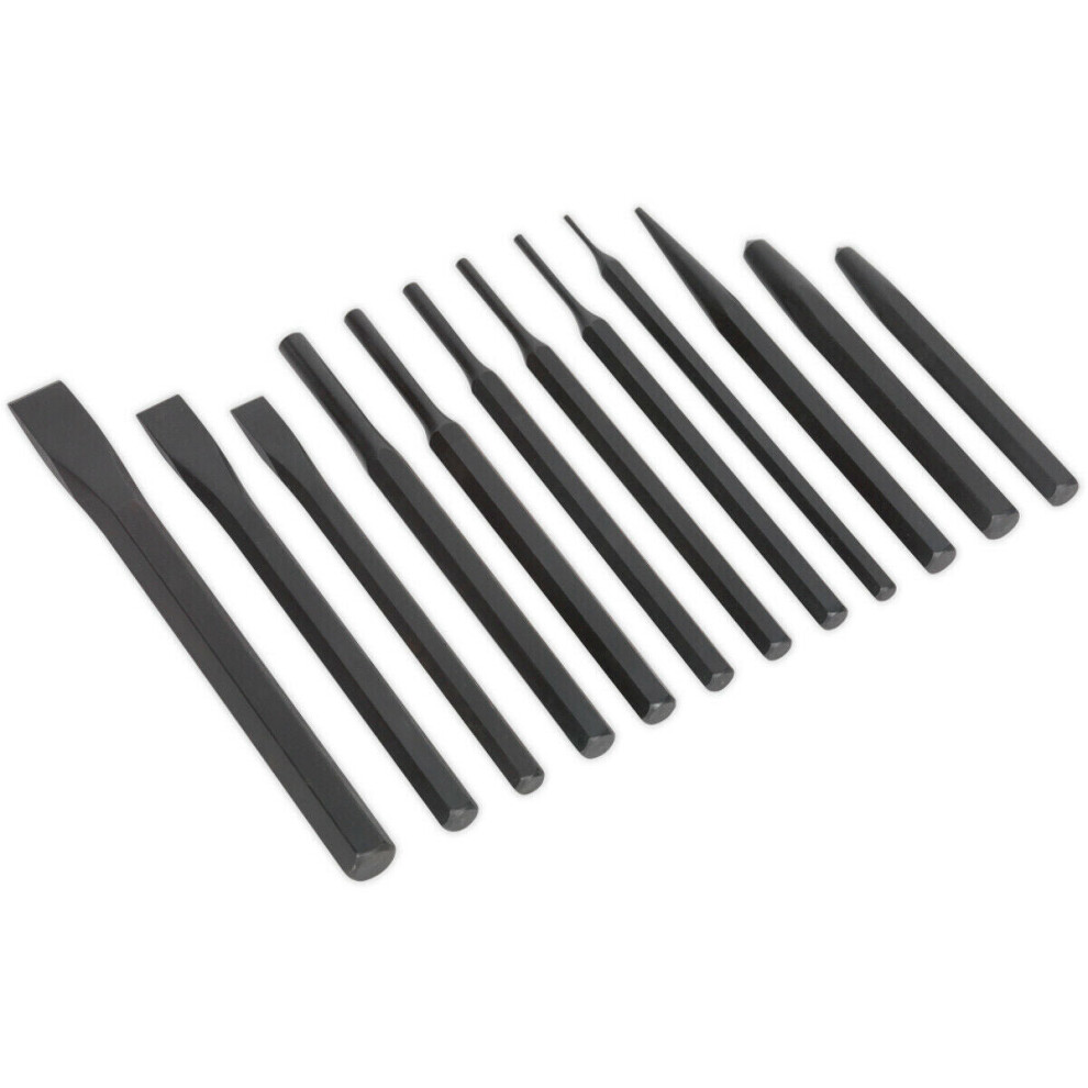 12 Piece Punch & Chisel Set - Hardened & Tempered - Corrosion Resistant 5056581905079