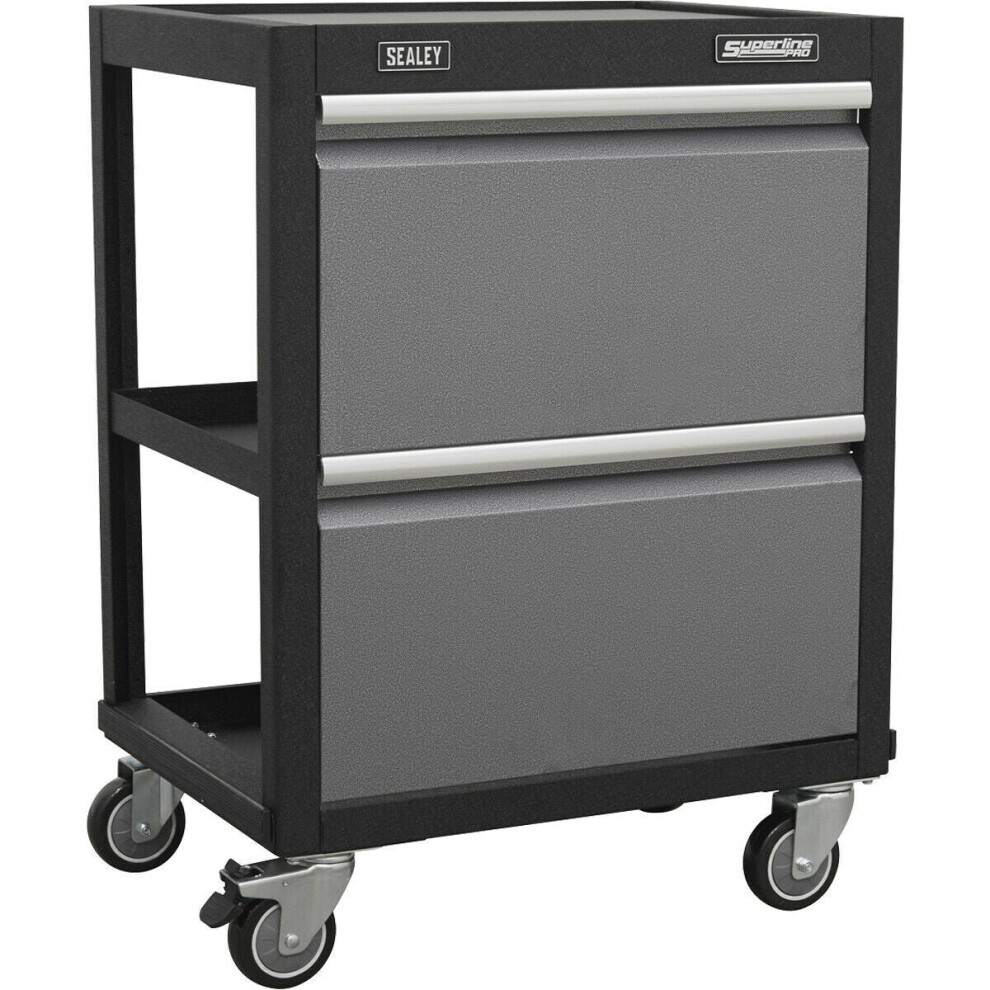 Mobile 3-Tier Workshop Trolley - 646 x 460 x 866mm - Four Swivel Castors