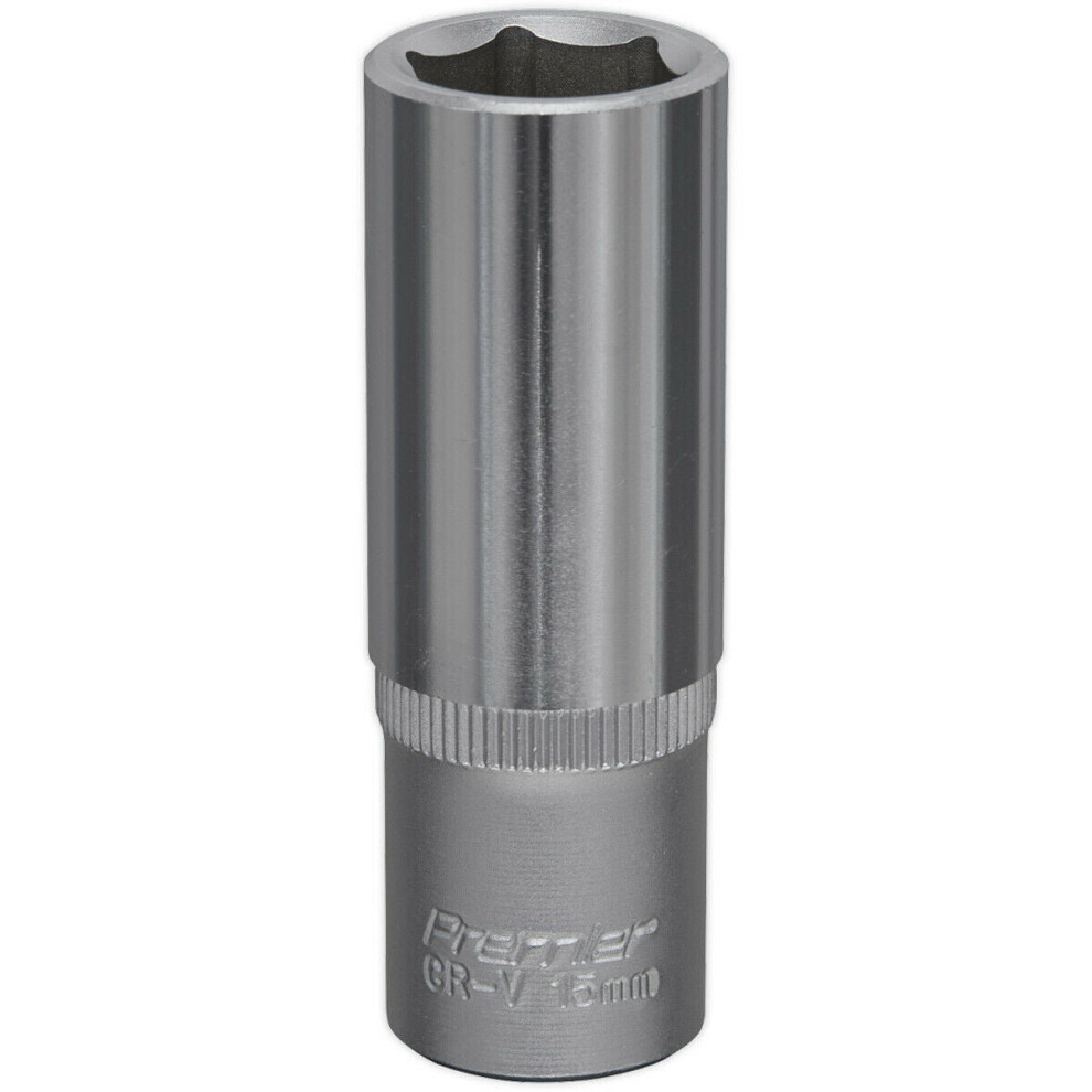15Mm Forged Steel Deep Drive Socket - 3/8" Square Drive - Chrome Vanadium Socket 5056581906878