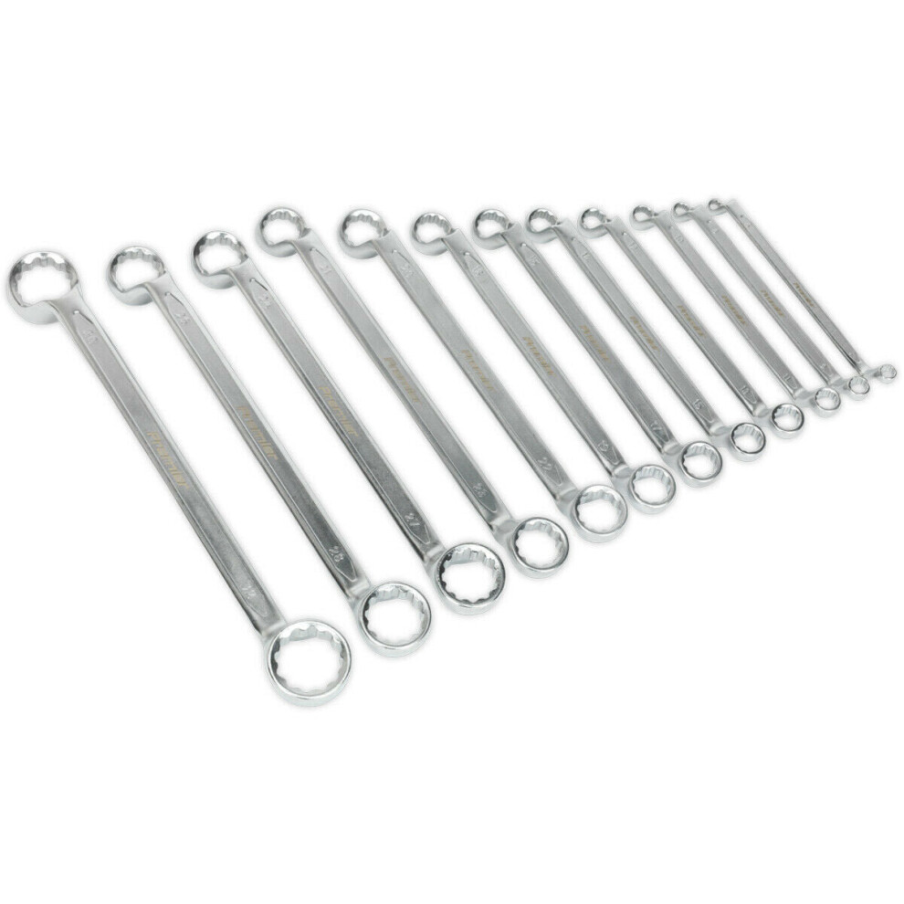 12pc Slim Handled DEEP OFFSET Ring Spanner Set - 12 Point Metric Double Ended