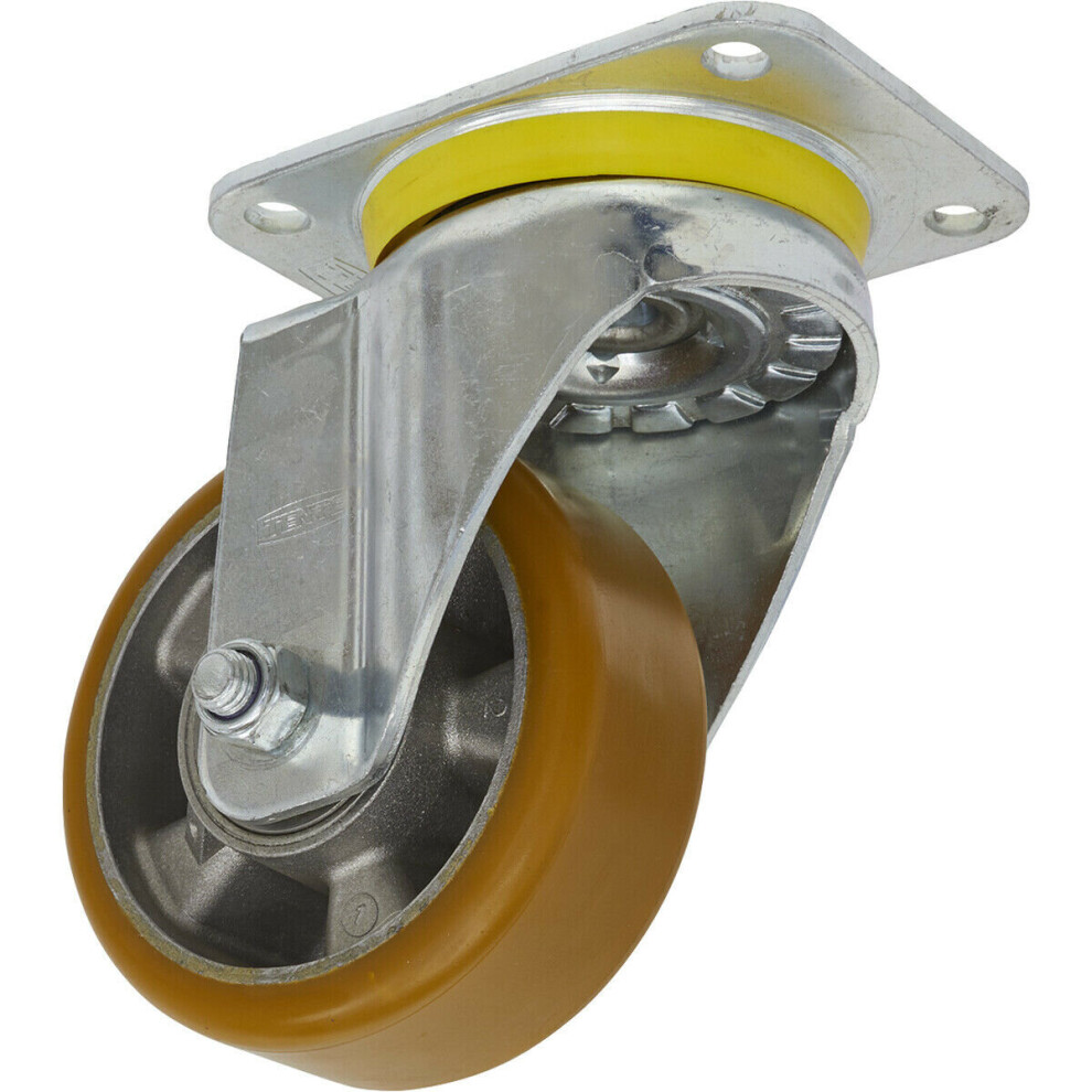 125Mm Swivel Plate Castor Wheel - 50Mm Tread Non-Marking Aluminium & Pu Plastic 5056581915313