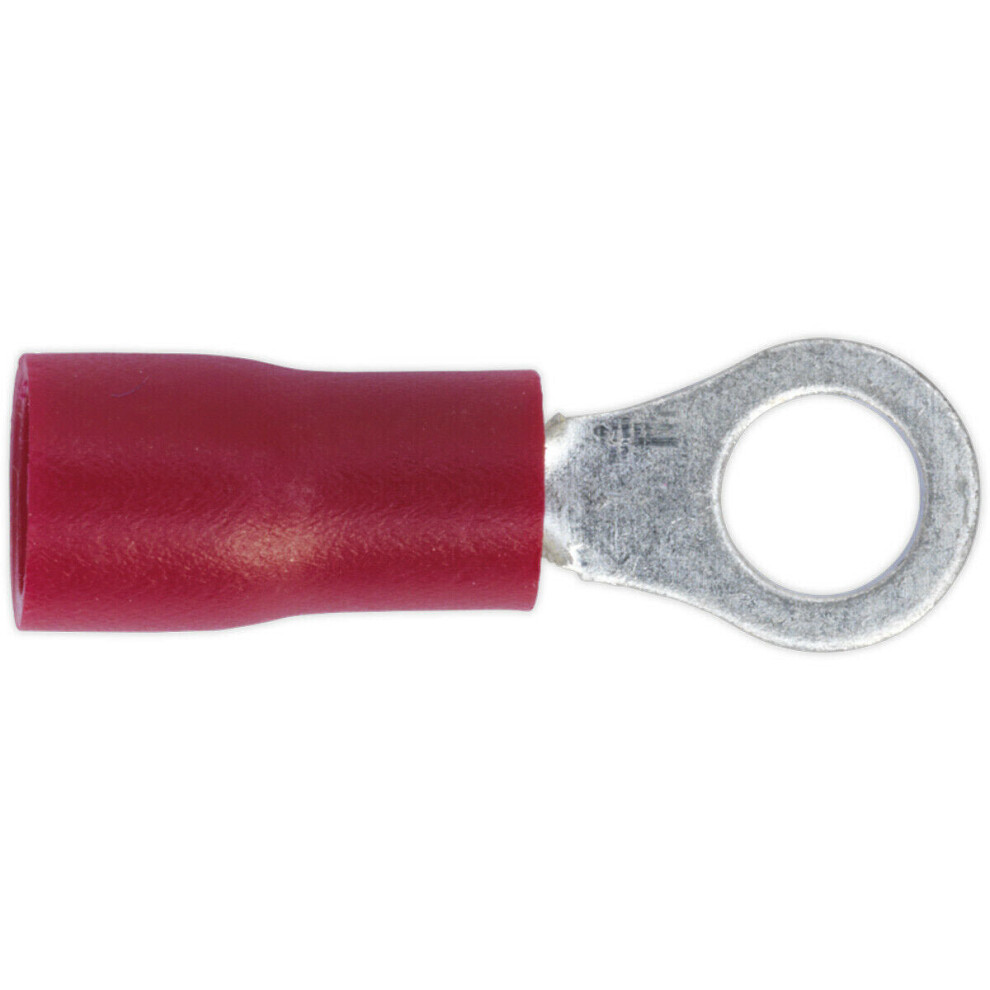Loops 100 Pack Easy-Entry Ring Terminal - 4.3Mm Diameter - 22 To 18 Awg Cable - Red