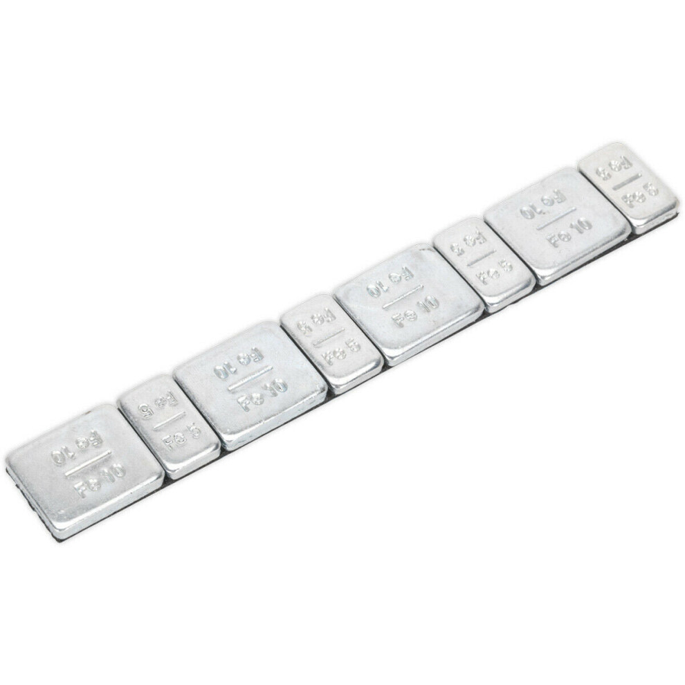 100 PACK 5 & 10g Adhesive Wheel Weights - Strip of 8 - Zinc Plated Steel