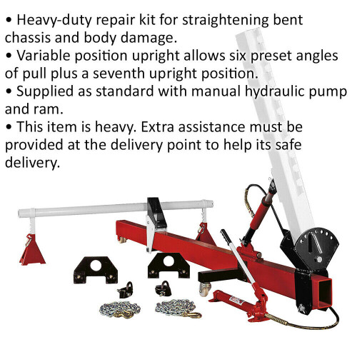 Loops Heavy Duty Straightener Kit with Variable Upright - Manual Hydraulic Pump & Ram 1