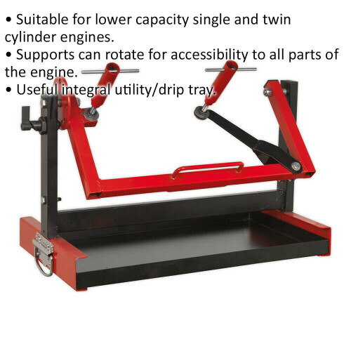 Loops 30kg Motorcycle Engine Stand - Suits Single / Twin Cylinder - Integral Drip Tray 1