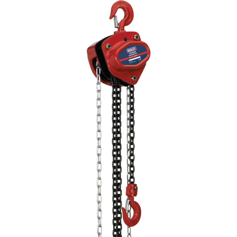 1 Tonne Chain Block - Hardened Alloy Chains - 2.5m Drop - Mechanical Load Brake