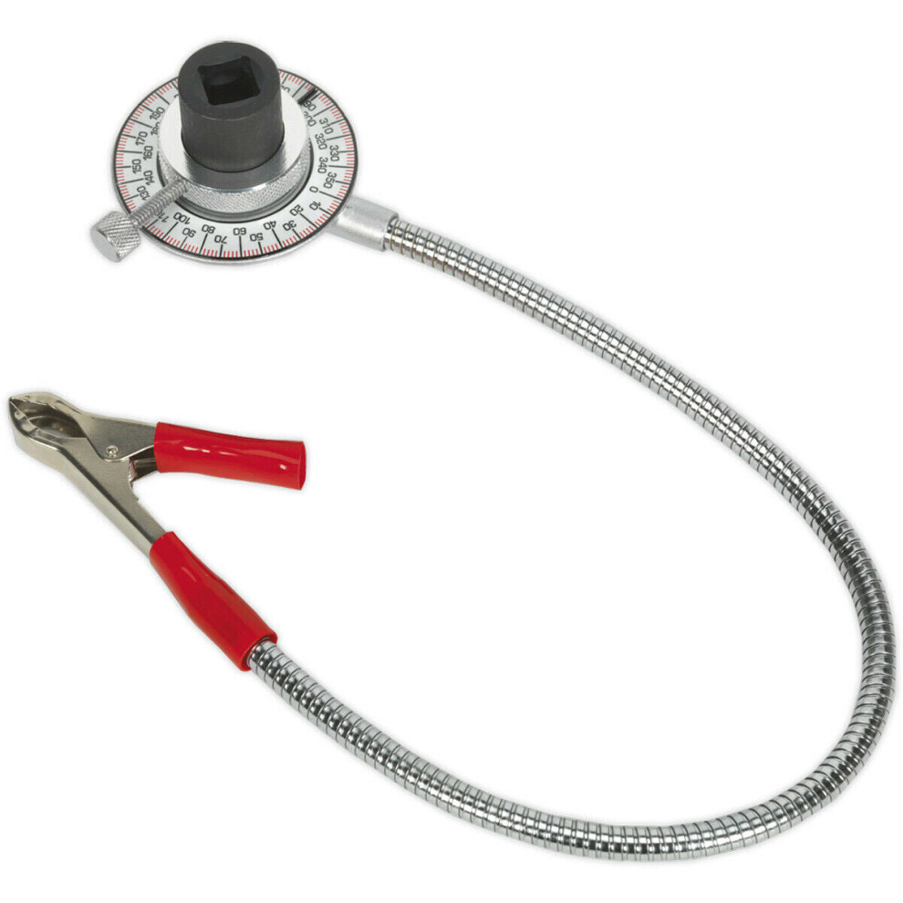 Clip-On Angular Torque Gauge - 1/2" Sq Drive - Long Reach Flexi Arm - Steel Dial 5056581941503