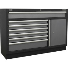 1360mm Modular 7 Drawer Floor Cabinet - Ball Bearing Slides - Locking - 2 Keys