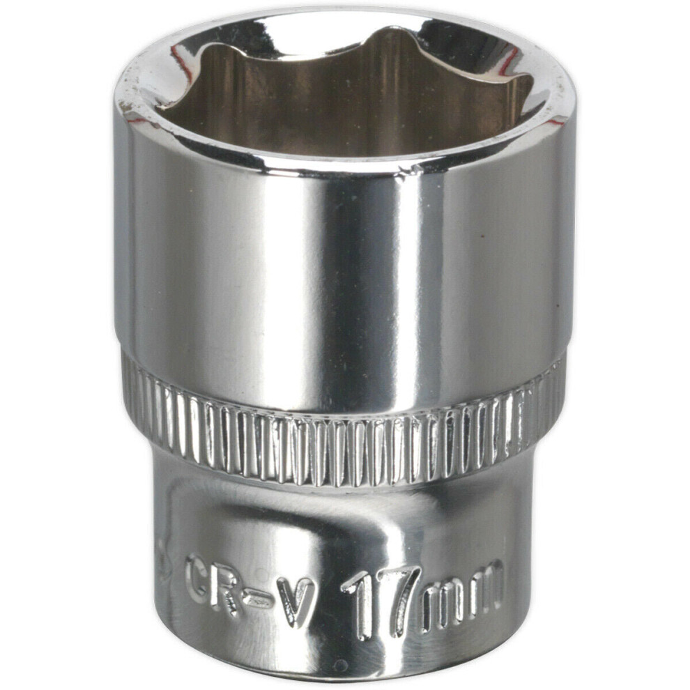Loops 17Mm Forged Steel Drive Socket - 3/8" Square Drive - Polished Chrome Vanadium