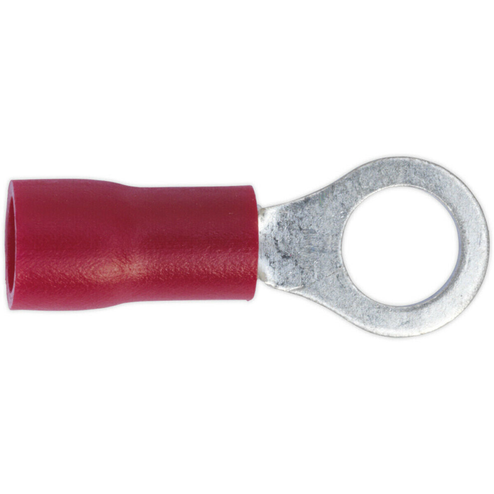 Loops 100 Pack Easy-Entry Ring Terminal - 5.3Mm Diameter - 22 To 18 Awg Cable - Red