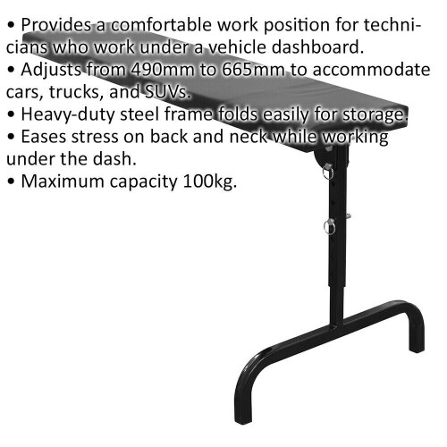 Loops Under Dash Creeper Board - Heavy Duty Steel Frame - 100kg Weight Limit - Folding 1
