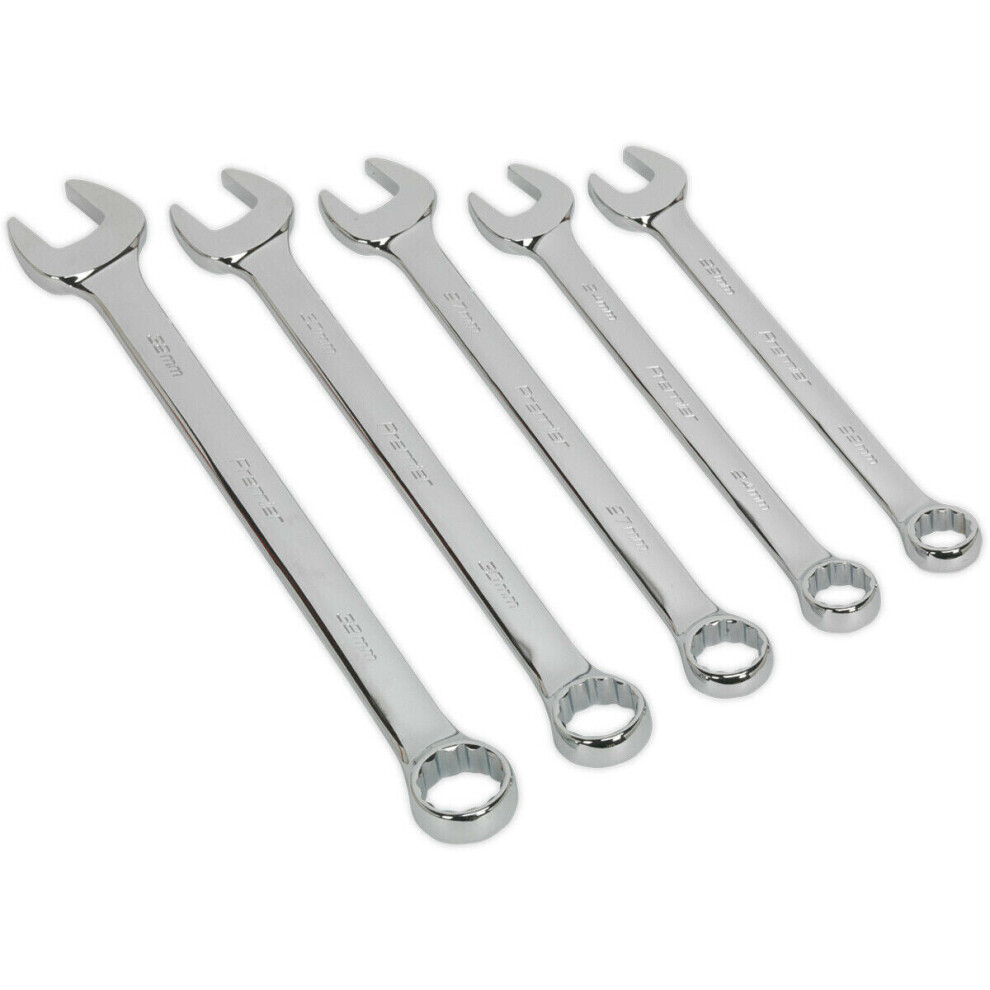5Pc Large Combination Spanner Set - 22Mm To 32Mm - 12 Point Ring & Open Wrench