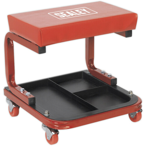 Loops Mechanics Utility Seat - Steel Framework - Thick Cushion - 60mm Rubber Castors