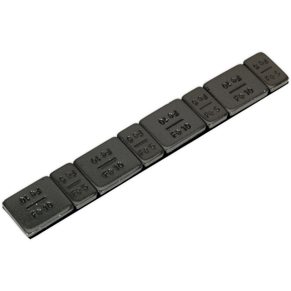 50 PACK 5 & 10g Adhesive Wheel Weights - Strip of 8 - Zinc Plated Steel - Black