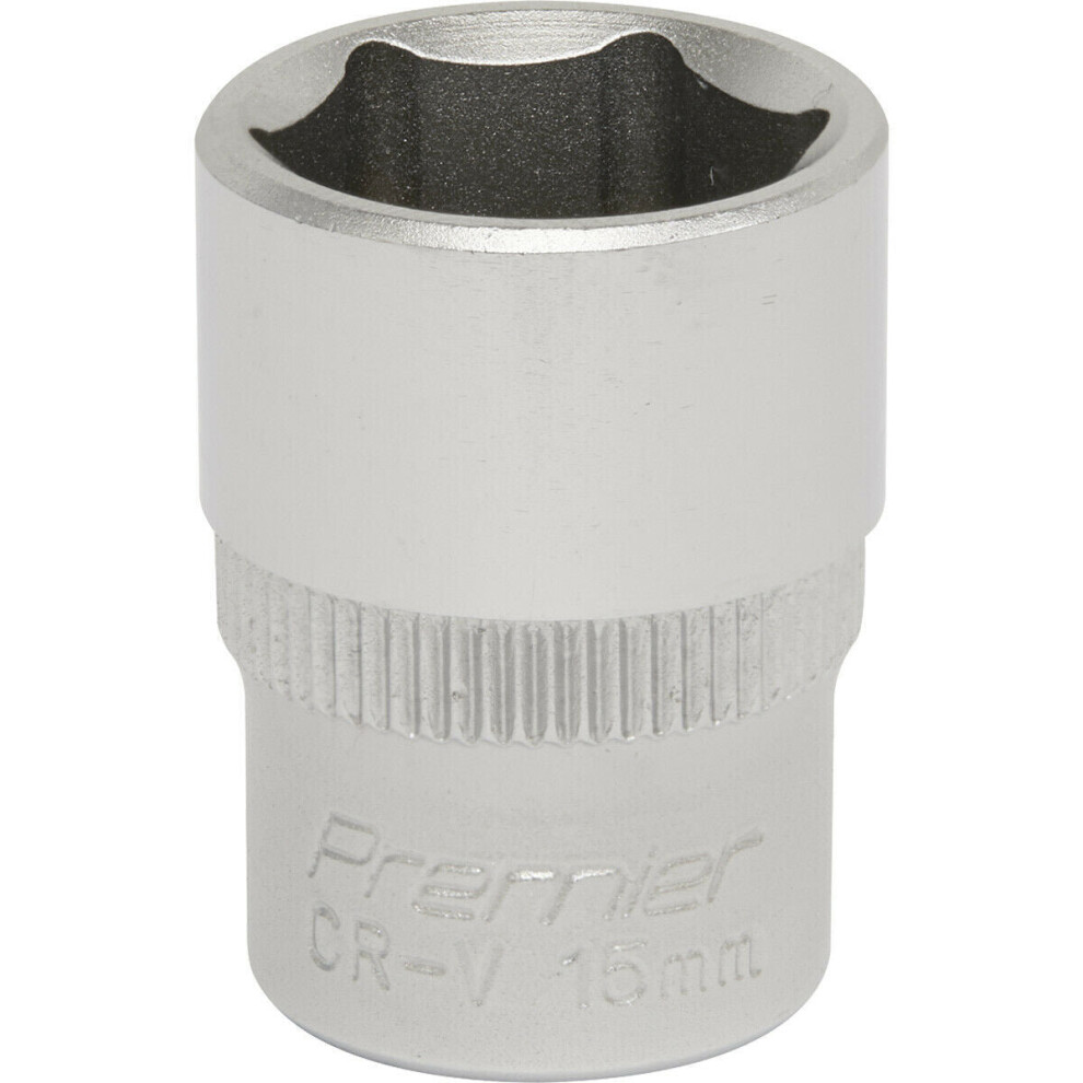 Loops 15Mm Forged Steel Drive Socket - 3/8" Square Drive - Chrome Vanadium Socket