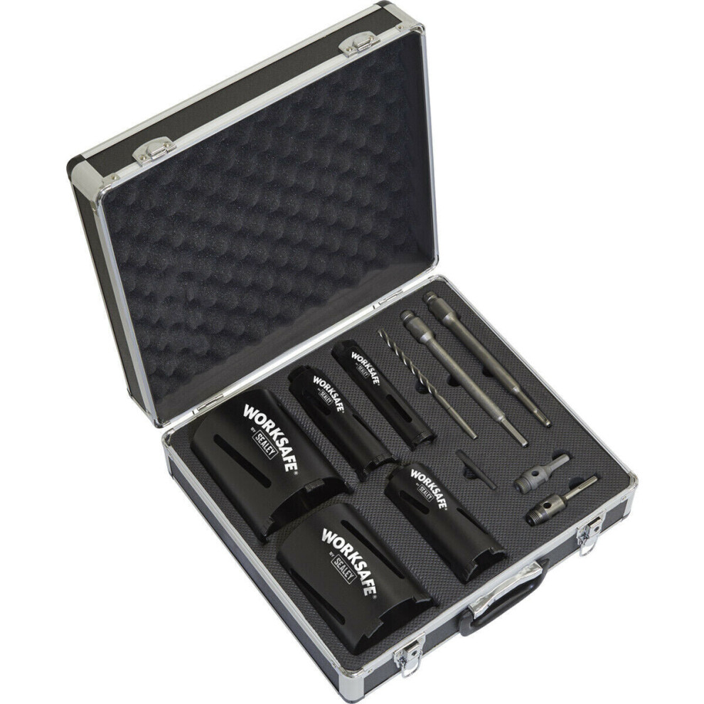 Loops 5 Piece Diamond Core Hole Saw Kit - 5 Sizes - Sds Plus And Hex Adaptors