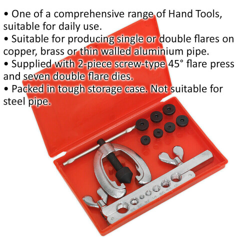 Loops 9 Piece Pipe Flaring Kit - Single or Double Flares - Copper Brass Aluminium Pipe 1