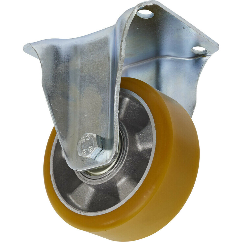 Loops 125Mm Fixed Plate Castor Wheel - 50Mm Tread - Non-Marking Aluminium & Pu Plastic