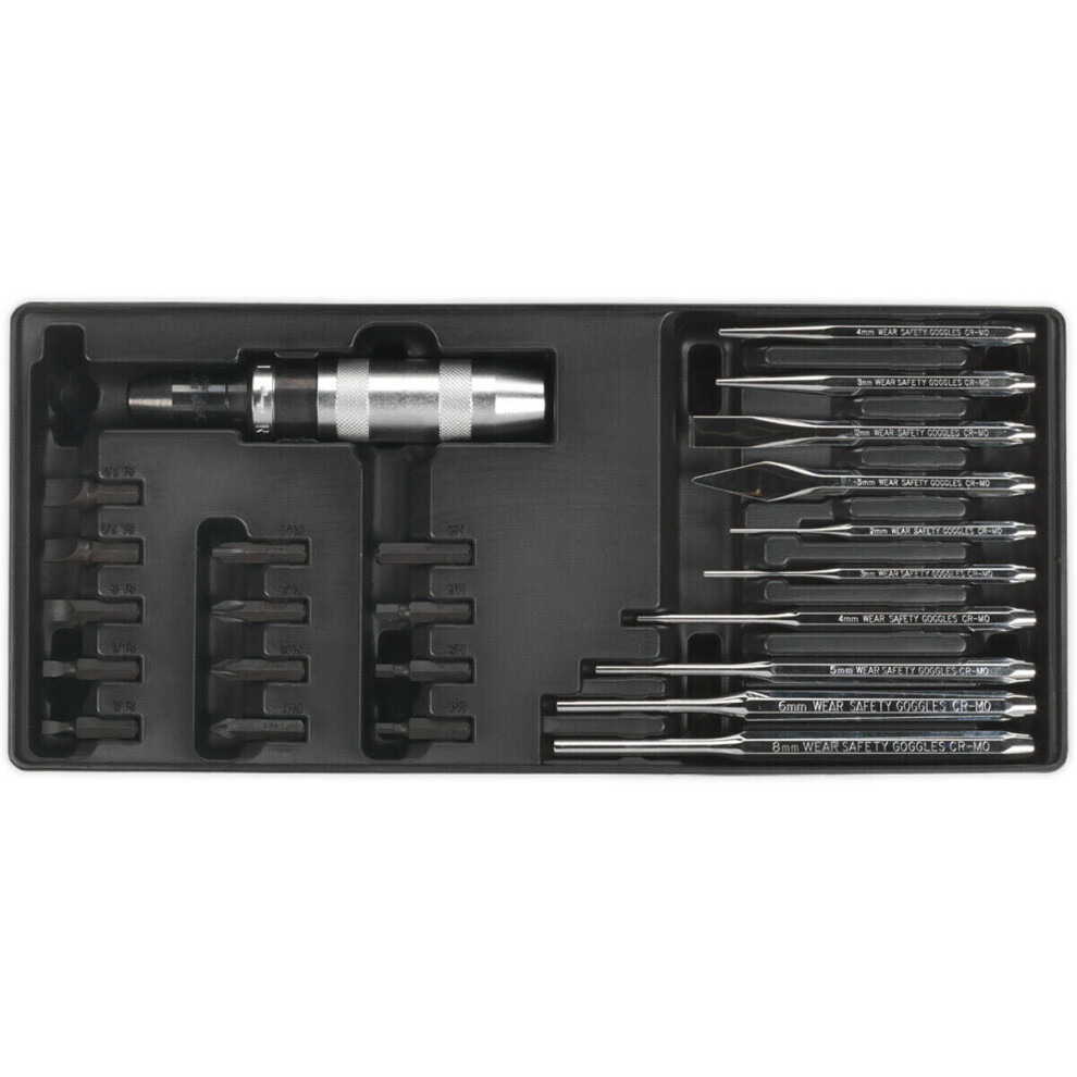 25 Piece PREMIUM Punch & Impact Driver Set with Modular Tool Tray - Tool Storage