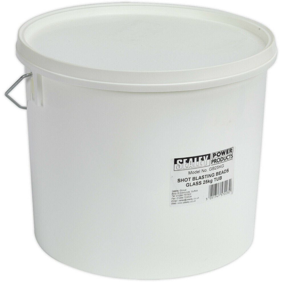 Loops 25Kg Shot Blasting Glass Beads Tub - Sand Blasting Abrasive 180-300 Micron Fine