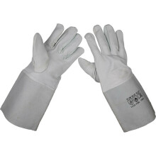 PAIR TIG Welding Gauntlets - Goat Skin Leather, 330mm Length, 160mm Cow Leather Cuff - BS EN 388 & BS EN 12477:2001 - ys09603