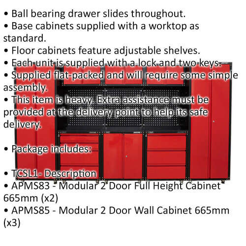 Loops Premium 3.3m Modular Garage Storage System - Heavy Duty - Workshop Cabinets 1