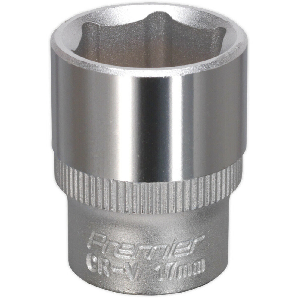 Loops 17Mm Forged Steel Drive Socket - 3/8" Square Drive - Chrome Vanadium Socket