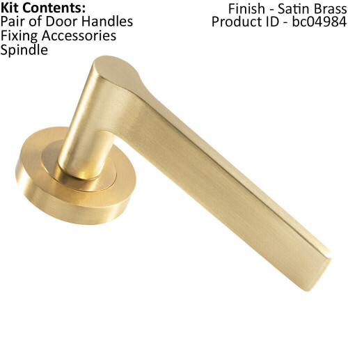 Loops PAIR Straight Rounded Handle on Round Rose Concealed Fix Satin Brass 1