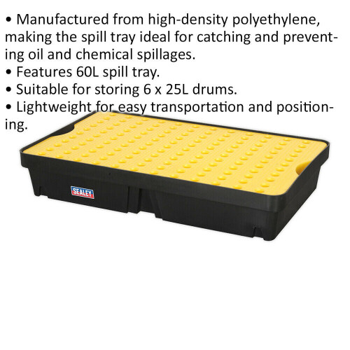 Loops 60L Spill Tray with Platform - Holds 2 x 45L Drums - High-Density PE Plastic 1