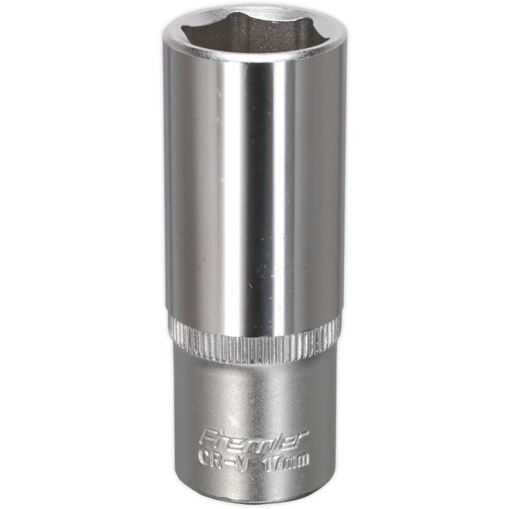Loops 17Mm Forged Steel Deep Drive Socket - 3/8" Square Drive - Chrome Vanadium Socket