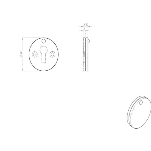 Loops 40mm Traditional Round Covered Escutcheon Lock Profile Black Antique 2
