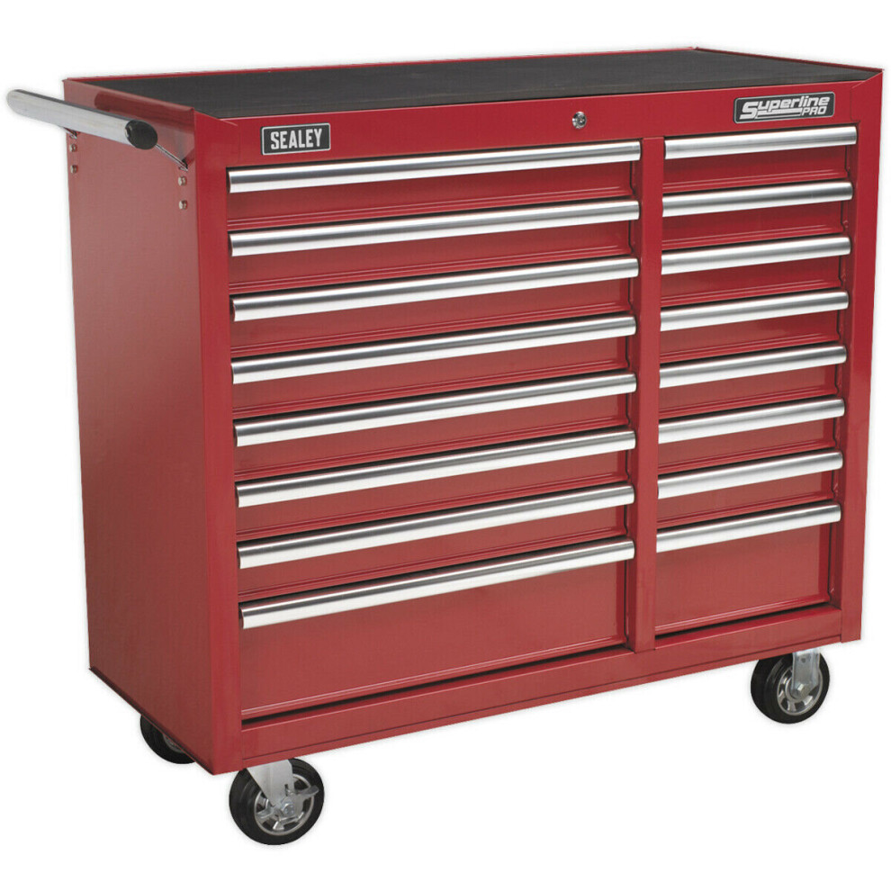1050 x 465 x 1005mm 16 Drawer RED Portable Tool Chest Locking Mobile Storage Box