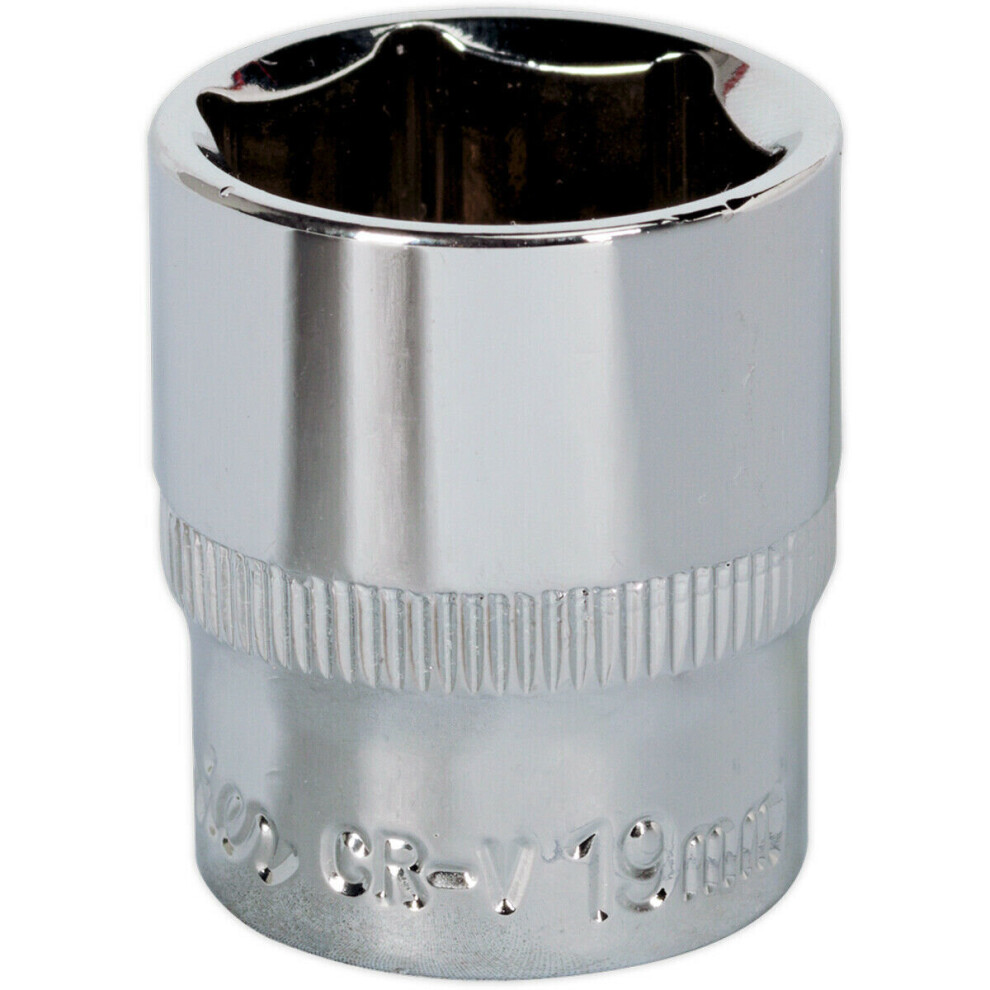 Loops 19Mm Forged Steel Drive Socket - 3/8" Square Drive - Polished Chrome Vanadium