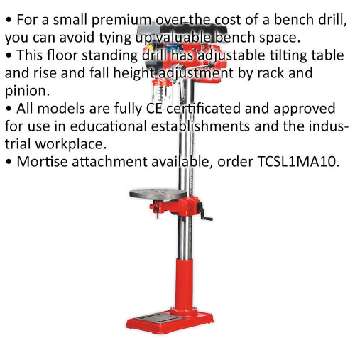 Loops 16-Speed Floor Pillar Drill - 650W Motor - 1630mm Height - Safety Release Switch 1