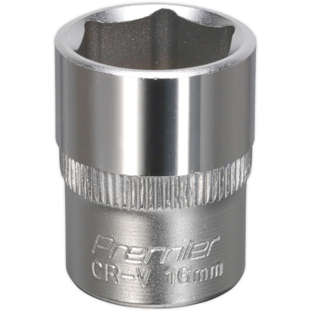 Loops 16Mm Forged Steel Drive Socket - 3/8" Square Drive - Chrome Vanadium Socket