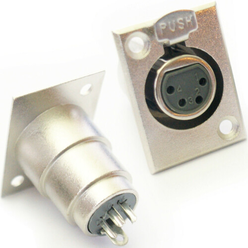 Loops XLR 4 Pin Pole Female Solder Connector Chassis Patch Panel Mount Module Socket 2