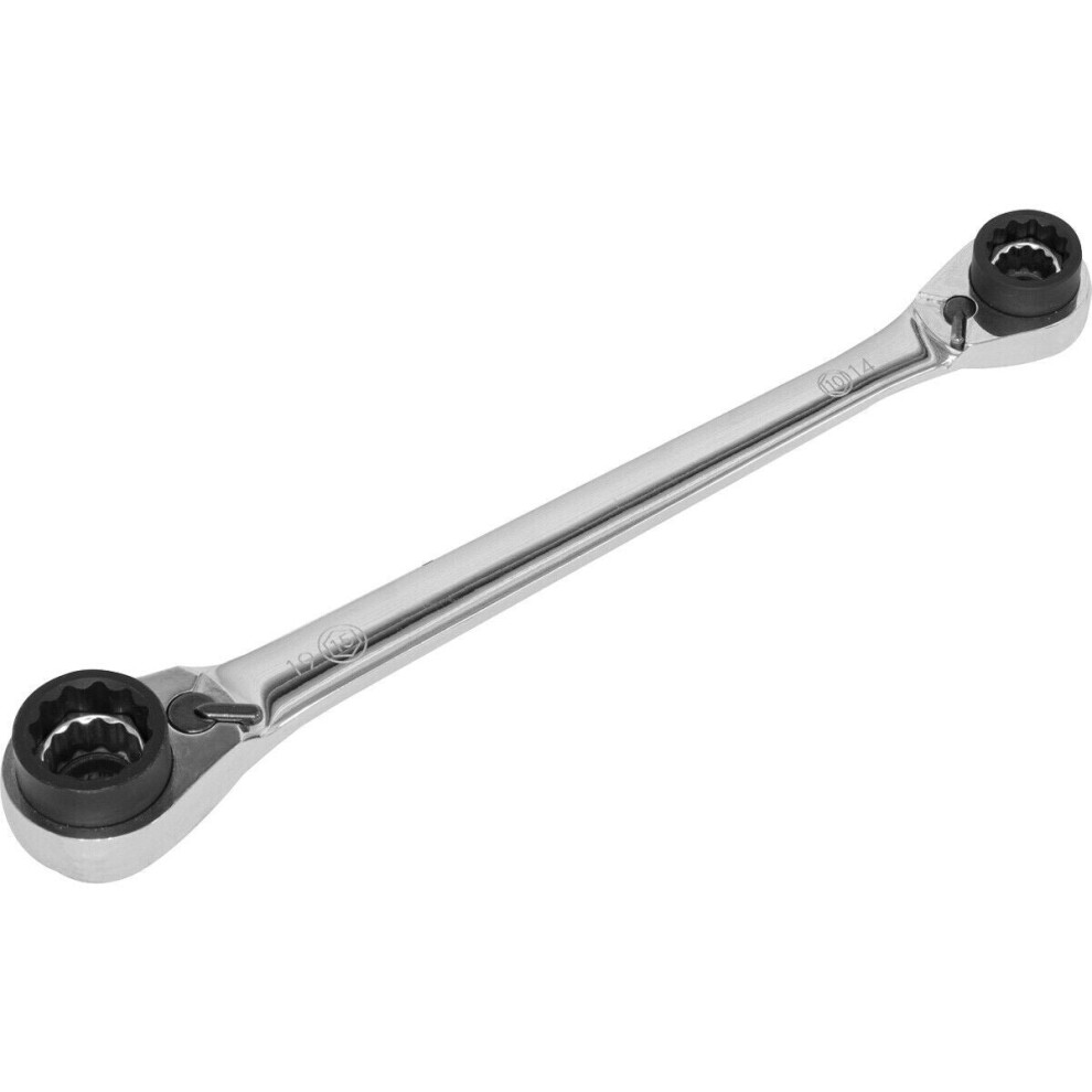 8-in-1 Double Ended Reversible Ratchet Ring Spanner - Slim Handled Metric Wrench
