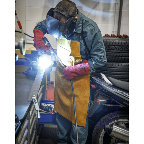Loops Heavy Duty Leather Welding Apron - Adjustable Quick Release Straps Front Pocket 2