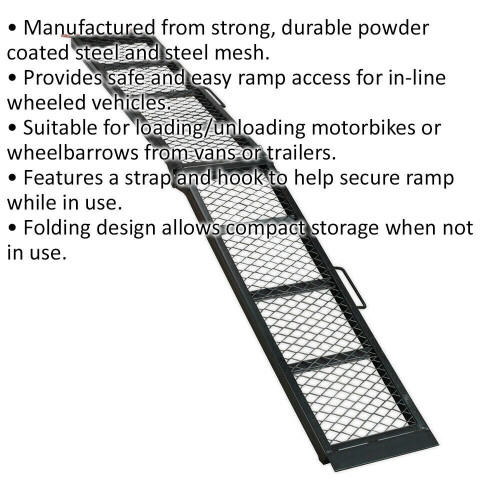 Loops 360kg Steel Mesh Folding Loading Ramp - Secure Strap & Hook - Van Loading 1