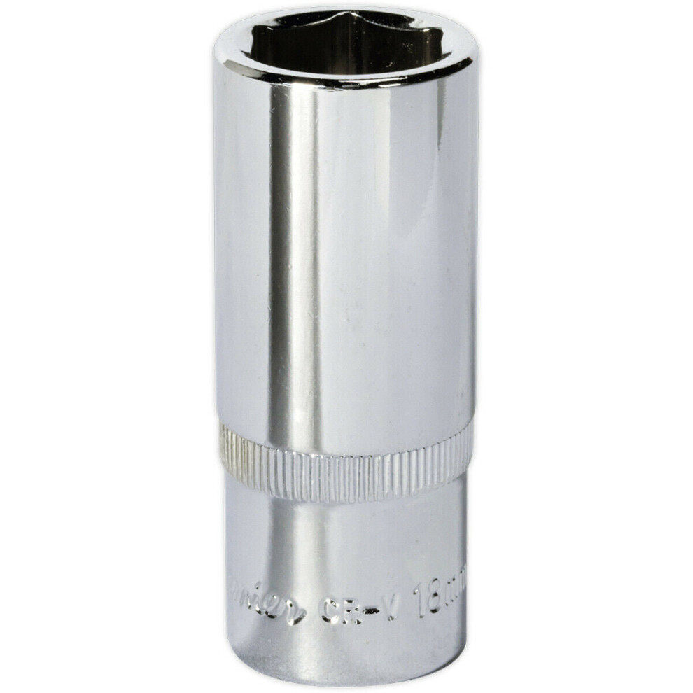 18mm Forged Steel DEEP Drive Socket - 3/8" Square Drive Polished Chrome Vanadium