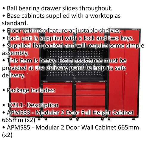 Loops Premium 2.6m Modular Garage Storage System - Heavy Duty - Workshop Cabinets 1