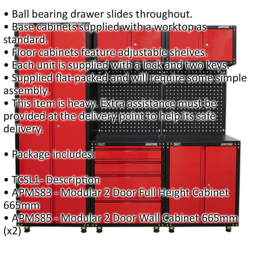 Loops Premium 2m Modular Garage Storage System - Heavy Duty - Workshop Cabinets 1