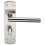 Loops Door Handle & Bathroom Lock Pack Satin Nickel Modern Mitred Round Bar Backplate 3