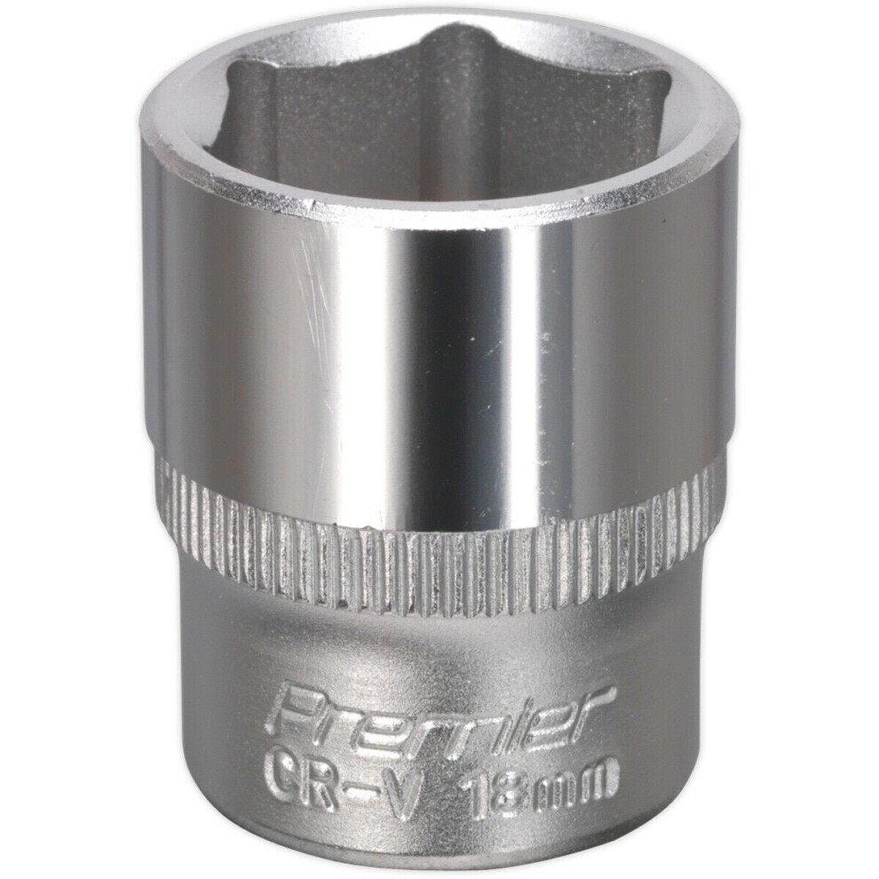 18mm Forged Steel Drive Socket - 3/8" Square Drive - Chrome Vanadium Socket