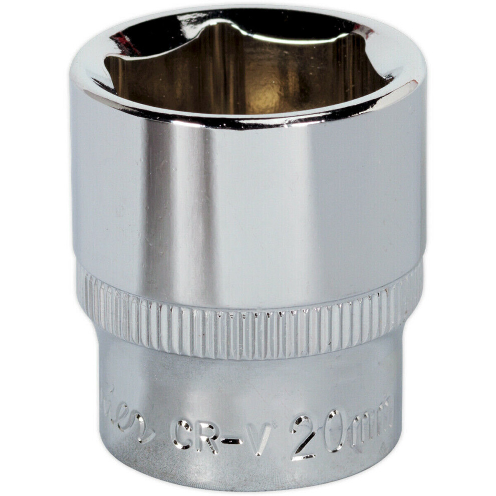 Loops 20Mm Forged Steel Drive Socket - 3/8" Square Drive - Polished Chrome Vanadium