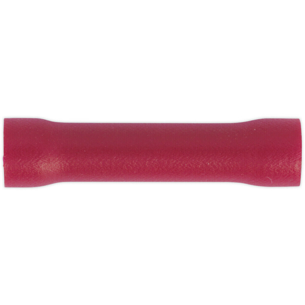Loops 100 Pack Butt Connector Terminal - 3.3Mm Diameter - 22 To 18 Awg Cable - Red