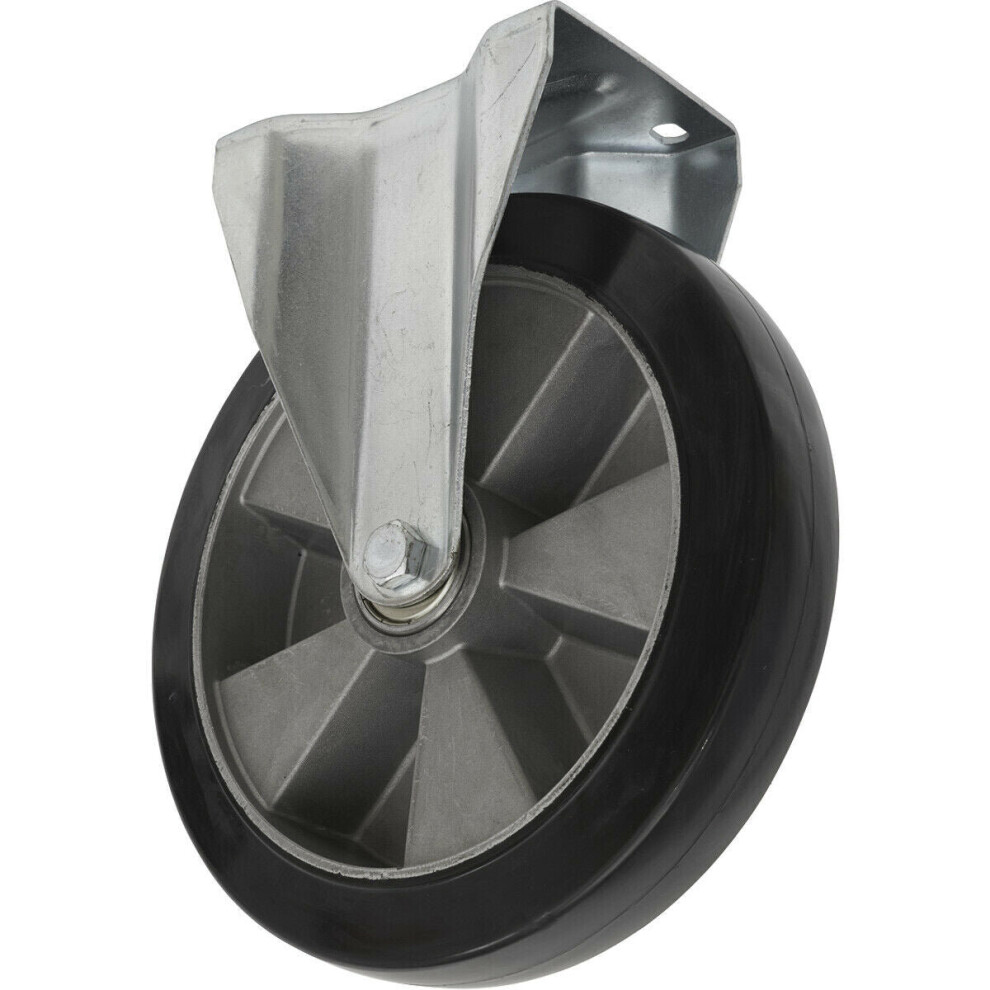 152mm Heavy Duty Fixed Castor Wheel - 50mm Tread - Rubber with Aluminium Core