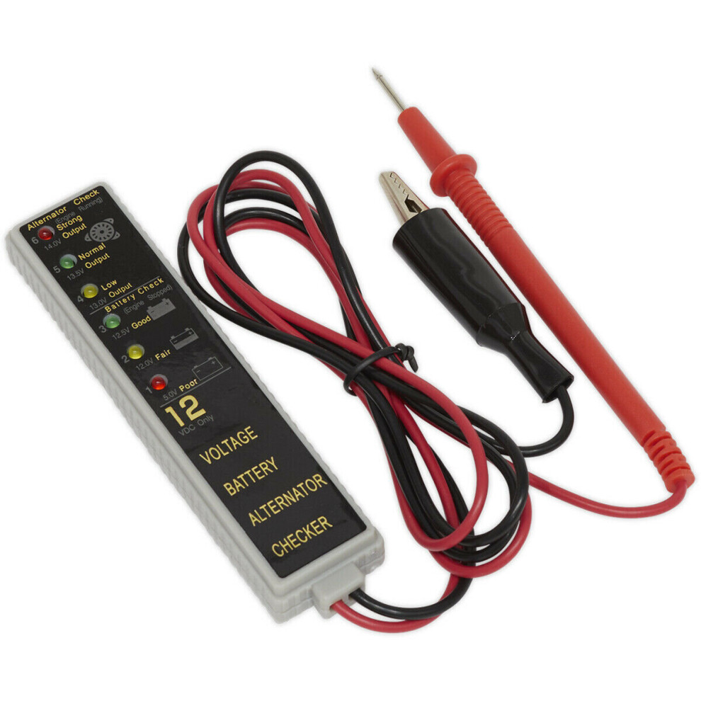 12V Battery & Alternator Tester - Led Indicators - Magnetic Backing - Dc Systems 5056524243787