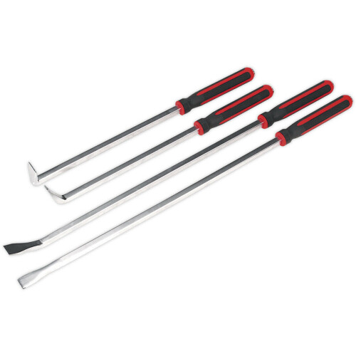 Loops 4 Piece Heavy Duty Pry Bar Set - Hammer Cap - Soft Grip Handles - Storage Case 2